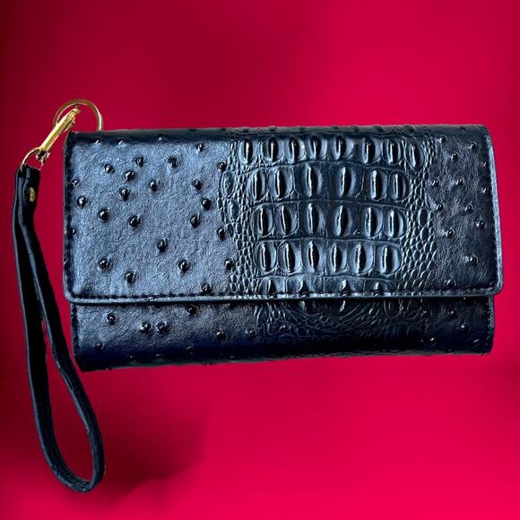 Pebbled Wallet Purse Textured Tri-Fold Women’s Vegan Leather Clutch / Wristlet - Picture 1 of 7